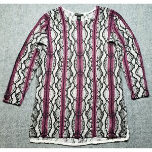 Design 365 Blouse Womens XL Raspberry Combo Snake Skin Acrylic Long Sleeve New